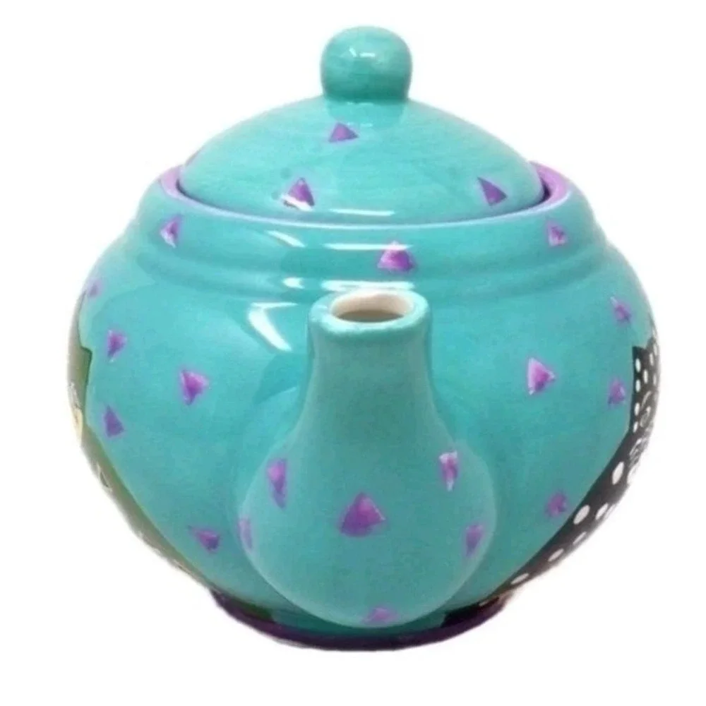 1998 Laurel Burch Turquoise Cat Teapot Fantastic Felines Design Studio Henriksen